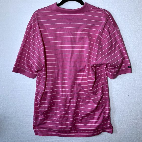Tommy Hilfiger Mens Size Medium Pink Striped Golf 100% Pima Cotton Polo Shirt - Picture 3 of 7